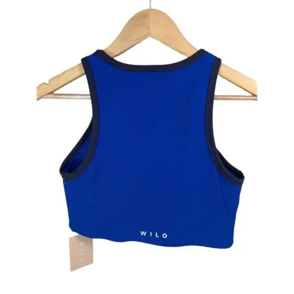 WILO THE LABEL Ribbed Colorblock BLUE Racer Sports Bra sz M - Picture 2 of 10